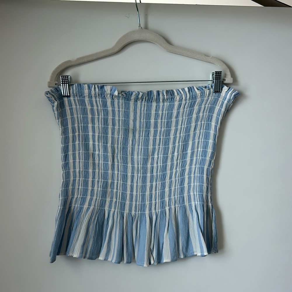 American Eagle blue and white stripped tube top